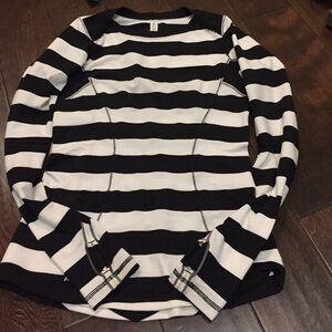 lululemon black and white striped top